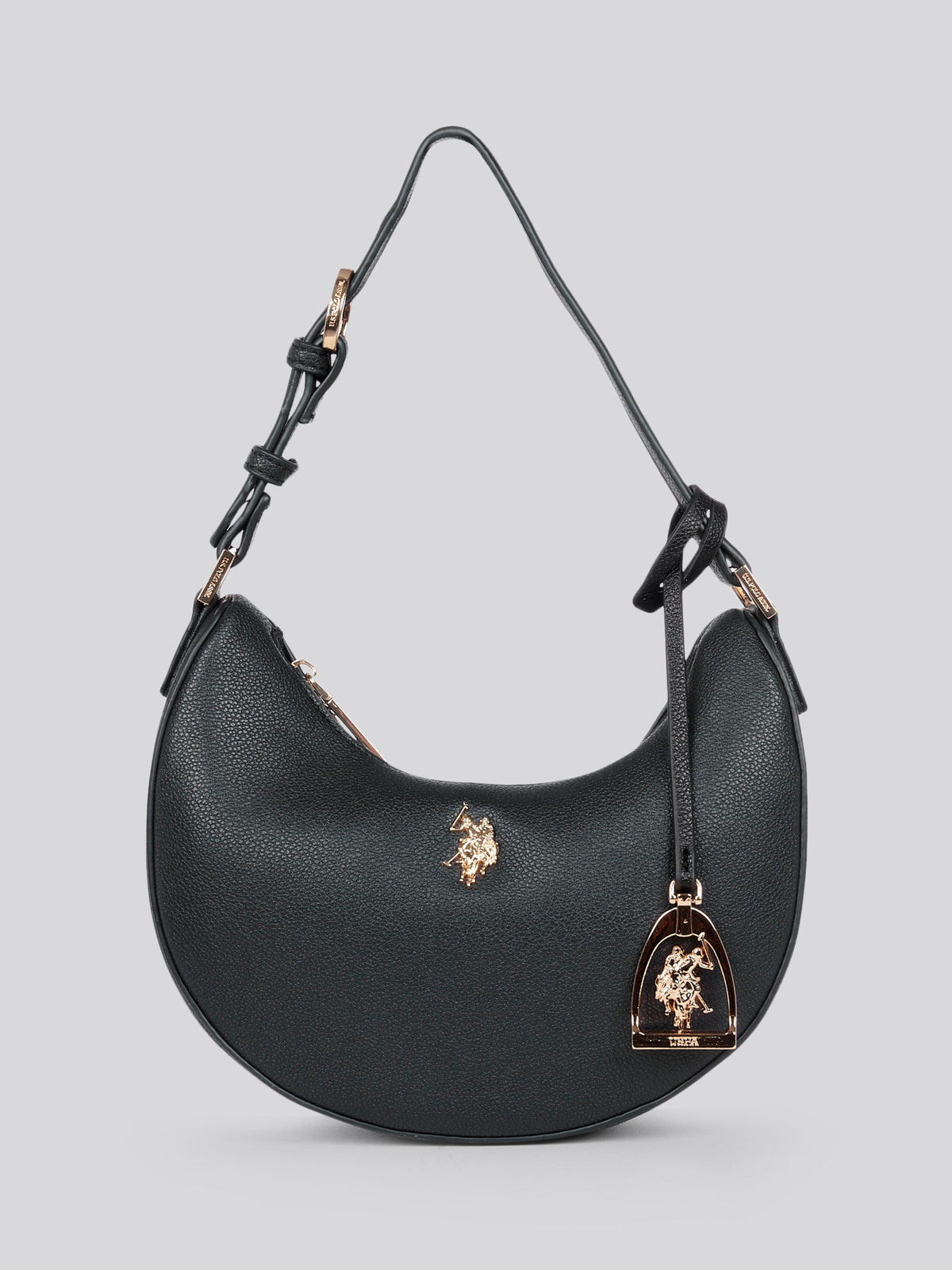 U.S. Polo Assn. Womens Jones Small Round Hobo Bag in Black