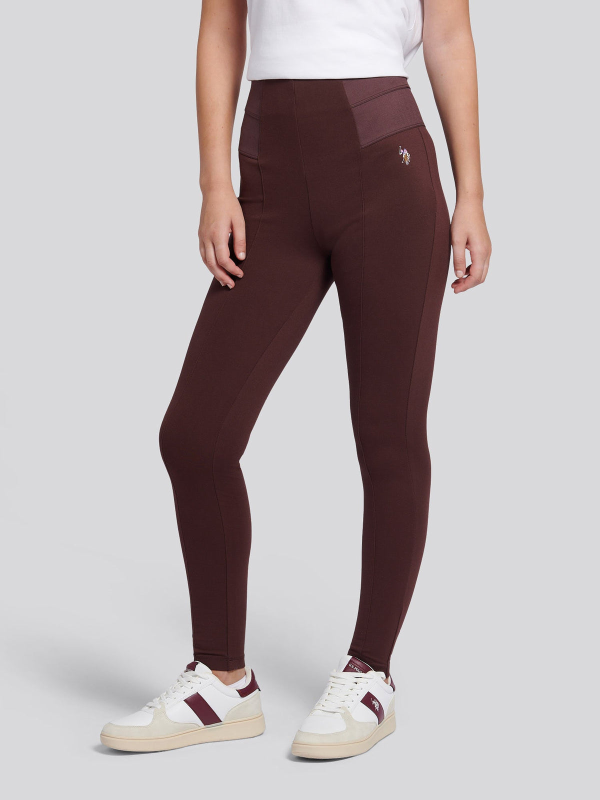 Womens Elastic Waistband Legging Puce