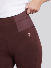 Womens Elastic Waistband Legging Puce
