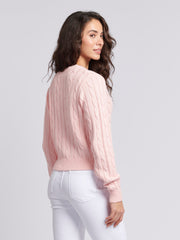 Womens Cable Knit Cardigan Crystal Rose