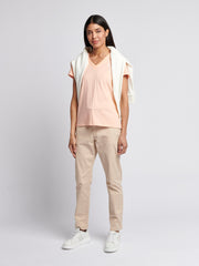 Womens V-Neck T-Shirt Peach Nectar