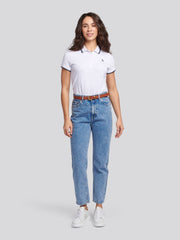 Womens Regular Fit Pique Polo Shirt in Bright White