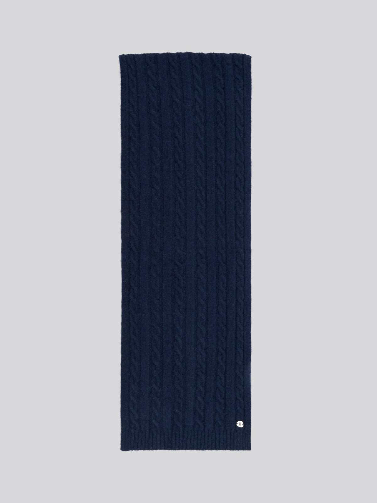 Womens Hanging Signature Cable Knit Scarf in Navy Iris