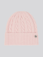Womens Signature Cable Knit Beanie & Gloves Set in Crystal Rose