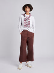 Womens Ankle Wide Leg Chino Trouser in Puce