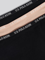 Womens 3 Pack Lace Trim Thin Waistband Bikini Brief in Black