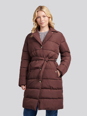 Womens Puffer Trench Coat in Puce