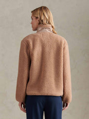 Womens Double Horsemen Borg Zip Funnel in Natural