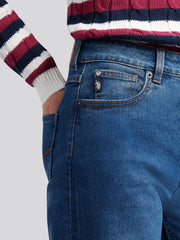 Womens Wide Fit Jean Mid Wash