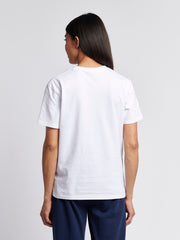 Womens Double Horsemen Print Crew Neck T-Shirt in Bright White