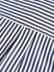 Womens Cotton Poplin Loose Fit Stripe Shirt in Navy Iris