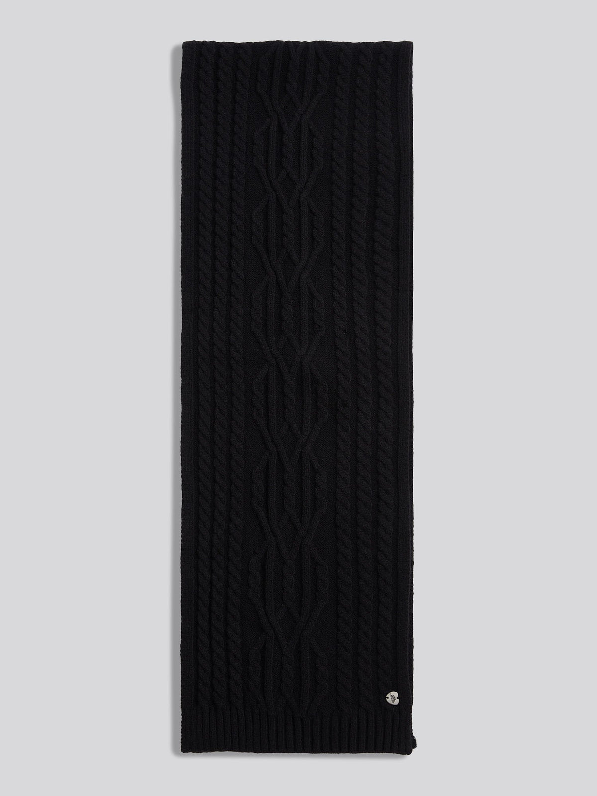 Womens Hanging Twist Cable Scarf in Black