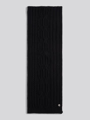 Womens Hanging Twist Cable Scarf in Black