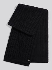 Womens Hanging Twist Cable Scarf in Black