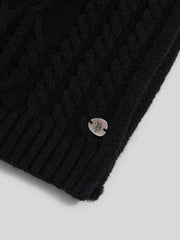 Womens Hanging Twist Cable Scarf in Black
