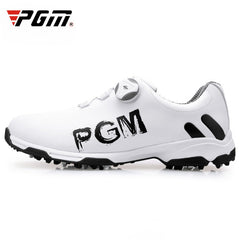 PGM Golf Rotating Buckle Waterproof Microfiber Leather Breathable Non-slip Sneakers for Men(Color:White Green Size:45), 39, 40, 41, 42, 43, 44