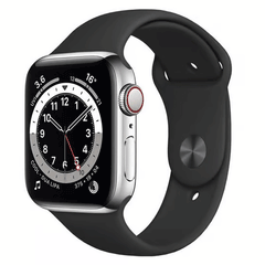 Refurbished Apple Watch Series 6 44mm Cellular Stainless Steel smartwatch with silver finish, unlocked, from RefurbPhone.