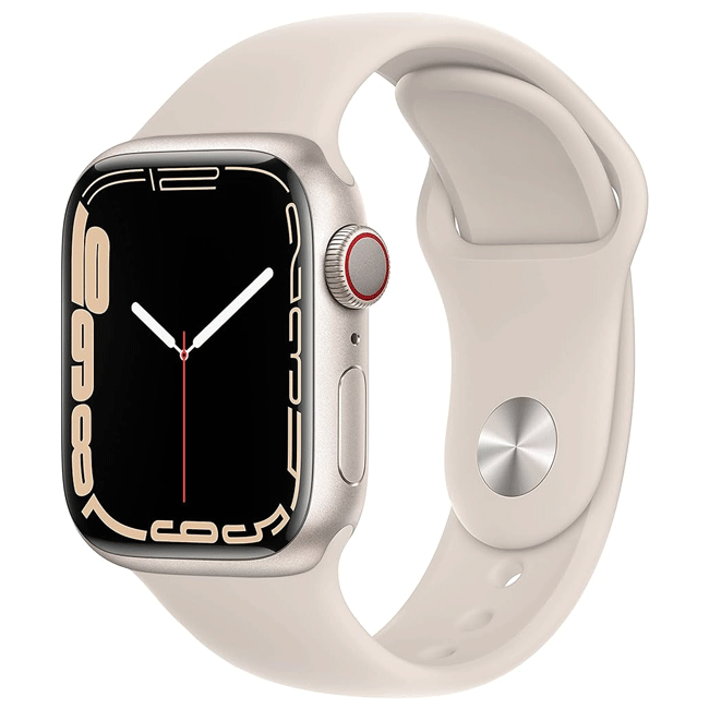 RefurbPhone Apple Watch Series 7 41mm Cellular smartwatch in Starlight color with digital display and sleek design.