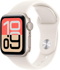 RefurbPhone Apple Watch SE 3 (2025) 40mm smartwatch with black band, digital display showing time and health metrics.