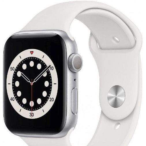 Apple Watch Series 6 44mm Cellular Titanium smartwatch with unlocked functionality, showing a sleek design and digital display.