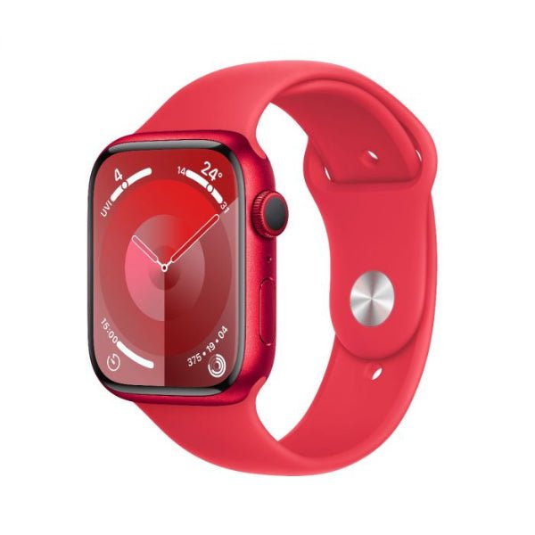 Apple Watch Series 9 41mm Cellular smartwatch with a black band, unlocked, showcasing its sleek display and digital interface.