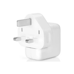 Apple Official 12W USB-A Power Adapter plug from Phone Base, showing the compact white charging plug and USB port.