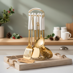 Zapcart 7 Piece Stainless Steel Spatula And Spoon Set With Heat Resistant Ceramic Handles For Home Chefs