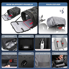 Motorcycle Tail Bag - 40-60L Expandable Motorbike Helmet Bag with Waterproof Rain Cover