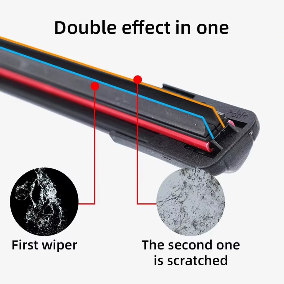 Eliteridegear J U Hook double rubber windshield wiper blades in various sizes for car windshields, waterproof and durable.