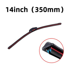 Eliteridegear J U Hook double rubber windshield wiper blades in various sizes, waterproof design, mounted on a car windshield.