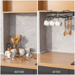 Under Cabinet Kitchen Organizer Rack With Hooks By ZapCart For Home Cooks Space Saving