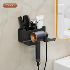 Choice Wall-Mounted Hair Dryer Holder & Bathroom Organizer