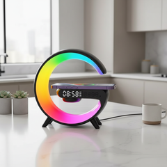 VIKEFON Wireless Charger Stand With RGB Clock For Phones