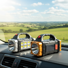 Rechargeable LED Flashlight – Solar & USB Power Bank for Camping