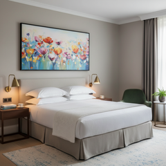 Abstract Golden & White Flower Canvas Wall Art for Living Room