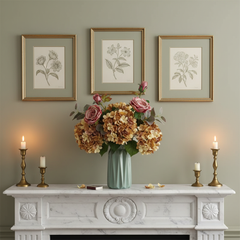 SMR Silk Hydrangea Artificial Flowers in Vase For Home Decor