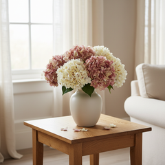 SMR Silk Hydrangea Artificial Flowers in Vase For Home Decor
