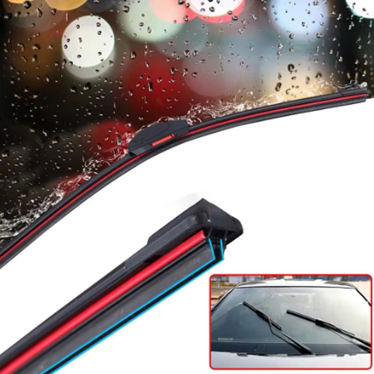 Eliteridegear J U hook double rubber windshield wiper blades in various sizes with waterproof design for car windshields