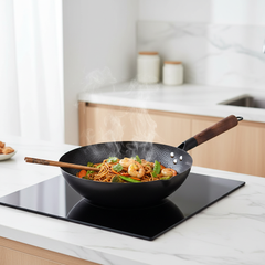 Konco Cast Iron Wok 32cm For Home Cooks Premium Durable Pan With Even Heat Versatile Induction And Gas Compatible