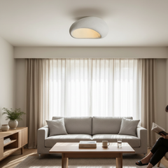 Minimalist Stucco Textured Pebble Stone Plaster Ceiling Light