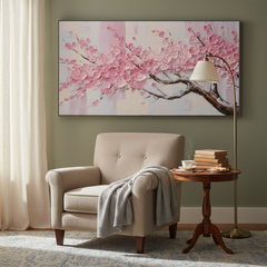 Abstract Golden & White Flower Canvas Wall Art for Living Room