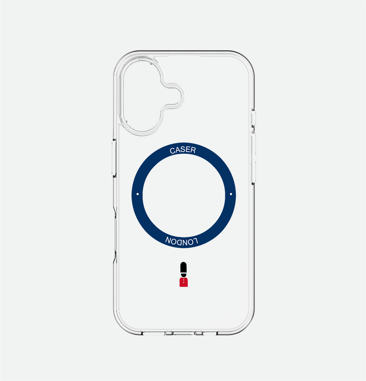 Slim Clear iPhone 16 Case with Royal Blue MagSafe Ring - King's Guard | The Iconic Case