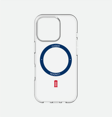 Slim Clear iPhone 16 Pro Max Case with Royal Blue MagSafe Ring - Telephone Box | The Iconic Case