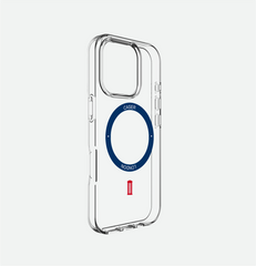 Slim Clear iPhone 16 Pro Case with Royal Blue MagSafe Ring - Telephone Box | The Iconic Case