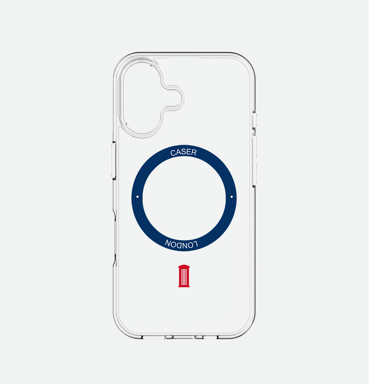 Slim Clear iPhone 16 Case with Royal Blue MagSafe Ring - Telephone Box | The Iconic Case