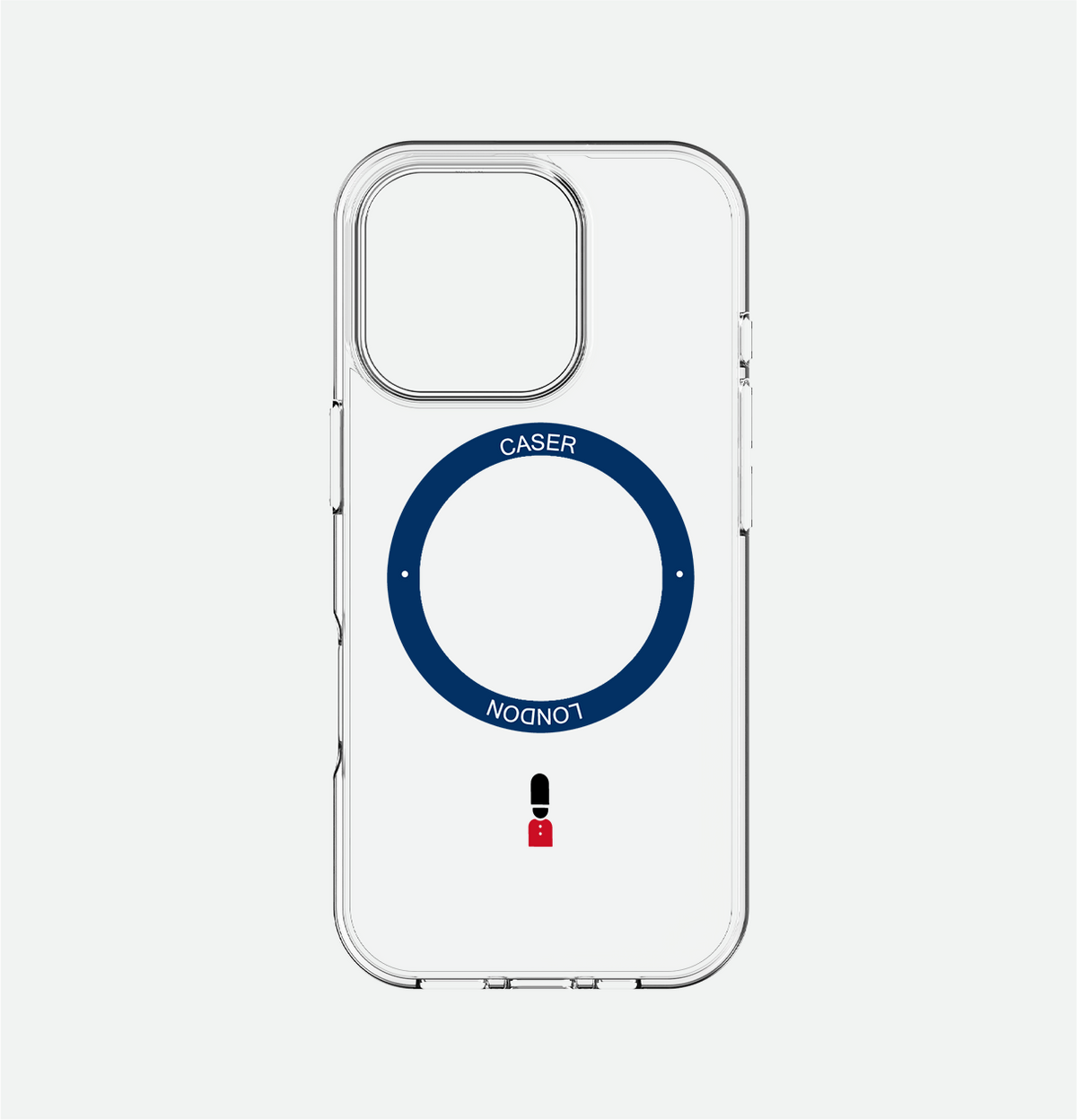Slim Clear iPhone 16 Pro Case with Royal Blue MagSafe Ring - King's Guard | The Iconic Case
