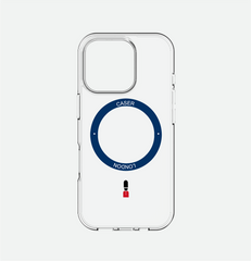 Slim Clear iPhone 16 Pro Max Case with Royal Blue MagSafe Ring - King's Guard | The Iconic Case