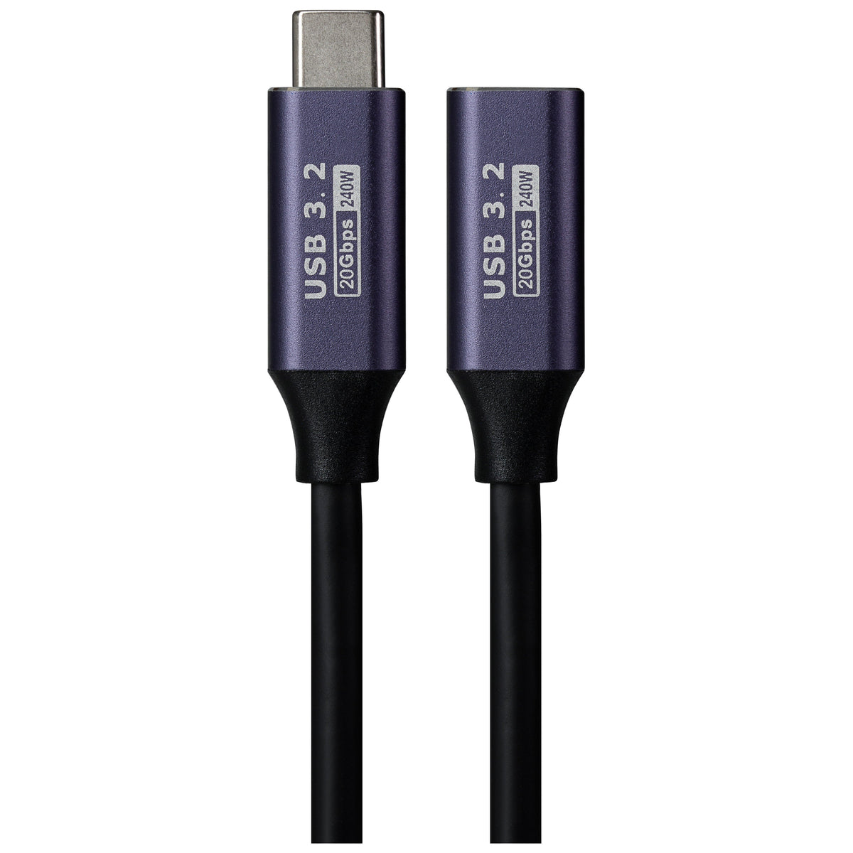 Maplin USB-C Male to USB-C Female Extension Cable - Black, 0.2m