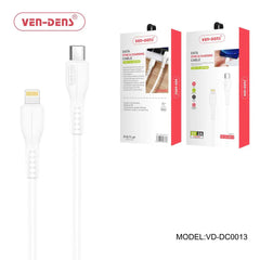 Phone Base USB C to Lightning fast data charging cable with durable connectors and sleek black design.