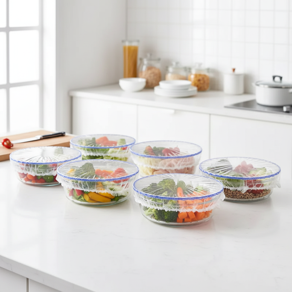 Zapcart Disposable Food Covers Elastic Plastic Food Grade 50 Pack For Busy Home Kitchens And Fridges Seal Bowls Fast